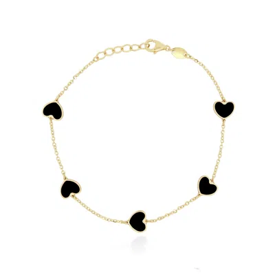 The Lovery Onyx Heart Station Bracelet In Black