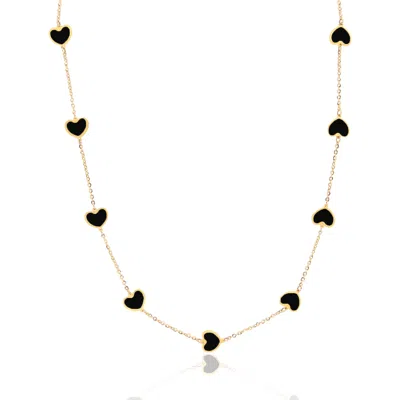 The Lovery Onyx Heart Station Necklace In Black