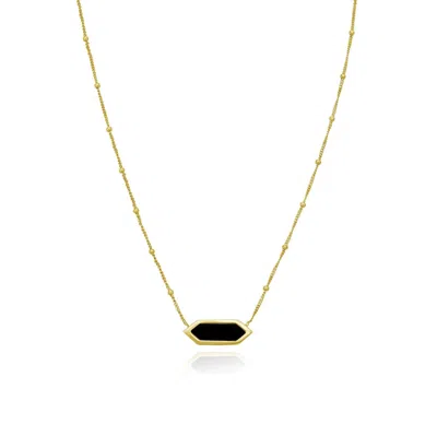 The Lovery Onyx Hexagon Bead Necklace In Black