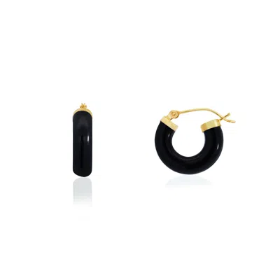The Lovery Onyx Hoop Earrings 15 Millimeters In Black