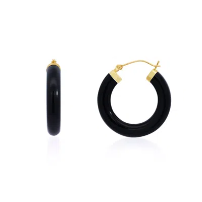 The Lovery Onyx Hoop Earrings 25 Millimetes In Black