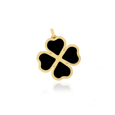 The Lovery Onyx Lucky Clover Charm 18mm In Black