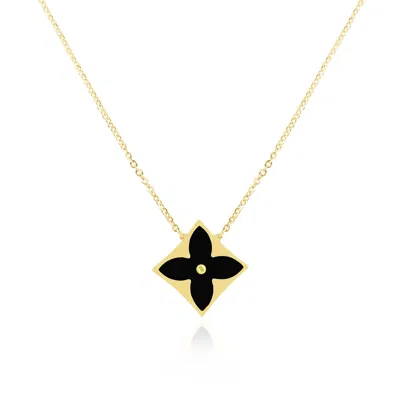 The Lovery Onyx Luxe Flower Necklace