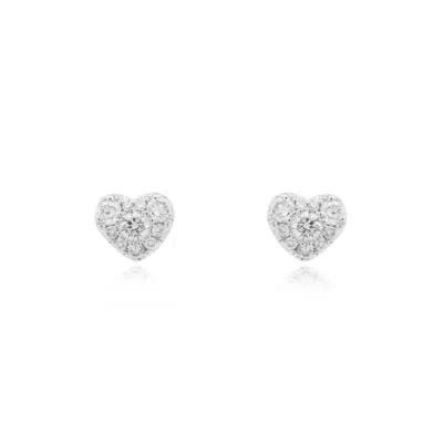 The Lovery Pave Diamond Heart Stud Earrings In Blue