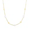 The Lovery Pearl And Gold Button Chain Necklace In Beige
