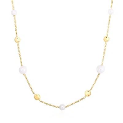 The Lovery Pearl And Gold Button Chain Necklace In Beige