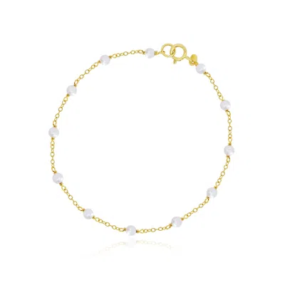 The Lovery Pearl Bead Chain Bracelet In White