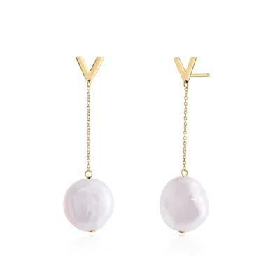 The Lovery Pearl Drop Dangle Earrings In Beige