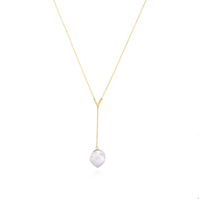 The Lovery Pearl Drop Lariat Necklace In Purple