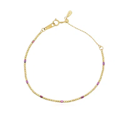 The Lovery Pink And Gold Sparkle Cut Adjustable Bead Bracelet In Multi