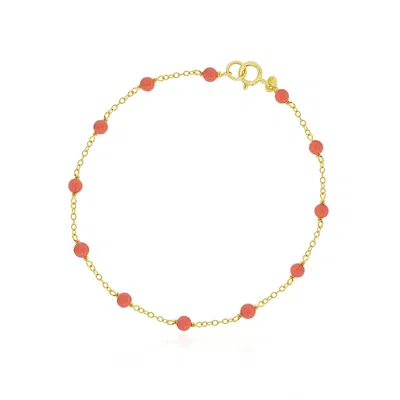 The Lovery Pink Coral Bead Chain Bracelet