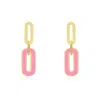 The Lovery Pink Enamel Paperclip Link Earrings In Multi