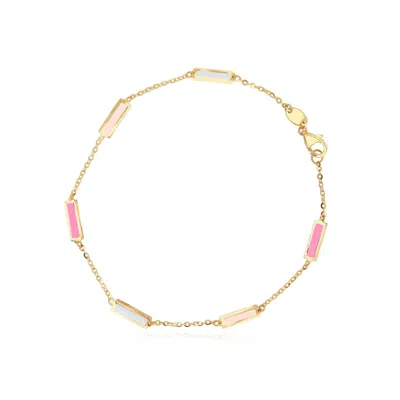 The Lovery Pink Mixed Bar Chain Bracelet