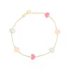 The Lovery Pink Mixed Heart Station Bracelet In Multi