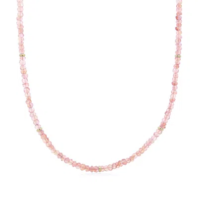The Lovery Pink Opal Bead Necklace In White