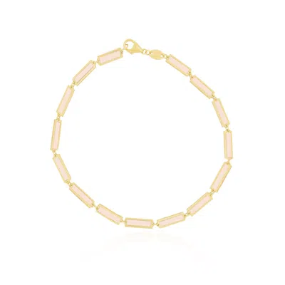 The Lovery Pink Pearl Bar Bracelet In Multi