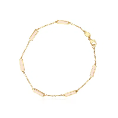 The Lovery Pink Pearl Bar Chain Bracelet In Multi