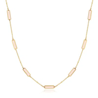 The Lovery Pink Pearl Bar Chain Necklace In Multi