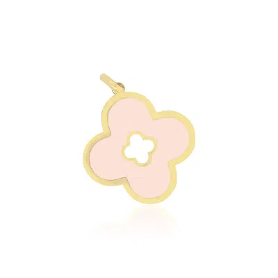The Lovery Pink Pearl Clover Cut Out Charm In Multi
