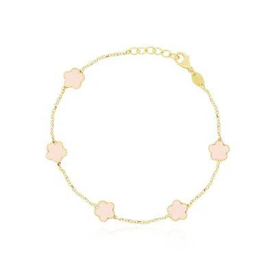 The Lovery Pink Pearl Flower Bracelet In Multi