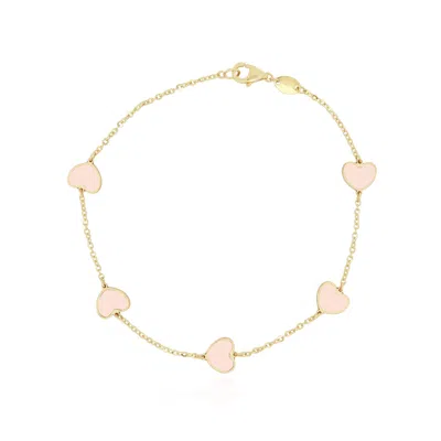 The Lovery Pink Pearl Heart Station Bracelet In Multi
