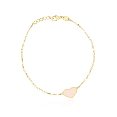 The Lovery Pink Pearl Single Heart Bracelet In Multi