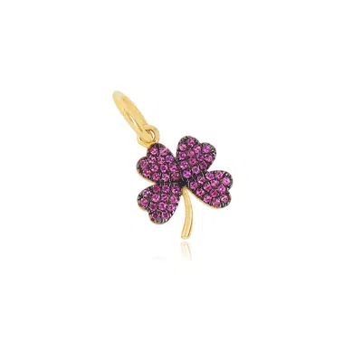 The Lovery Pink Sapphire Clover Charm In Multi
