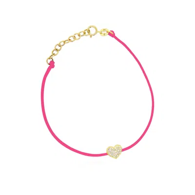 The Lovery Pink Silk Diamond Heart Bracelet In Blue