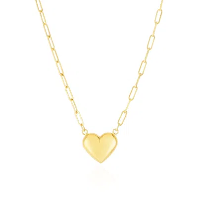 The Lovery Puffy Gold Paperclip Heart Necklace In Multi