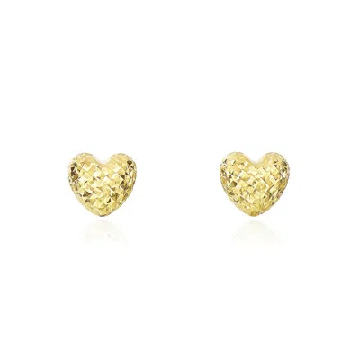 The Lovery Puffy Diamond Cut Heart Stud Earrings In Multi