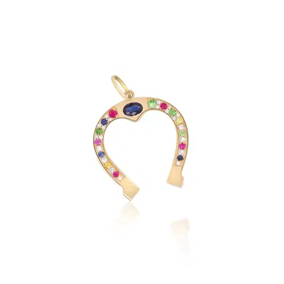 The Lovery Rainbow Gemstone Horseshoe Charm In Multi