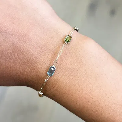 The Lovery Rainbow Gemstone Paperclip Bracelet In Multi