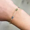 The Lovery Rainbow Gemstone Paperclip Bracelet In Multi
