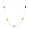 The Lovery Rainbow Gemstone Paperclip Necklace In Multi