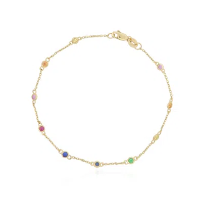 The Lovery Rainbow Gemstone Station Bracelet In Gold