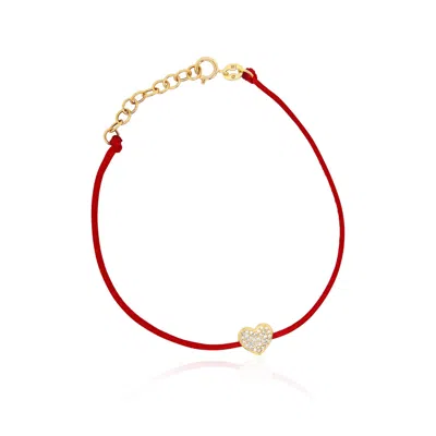 The Lovery Red Silk Diamond Heart Bracelet In Blue