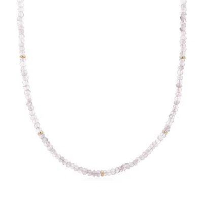 The Lovery Rose Quartz Bead Necklace In White