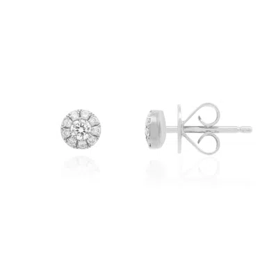 The Lovery Round Diamond Halo Stud Earrings In White
