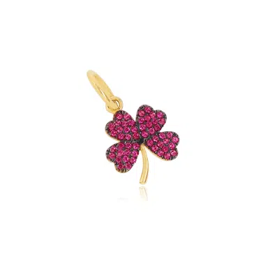 The Lovery Ruby Clover Charm In Pink