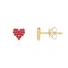 The Lovery Ruby Heart Stud Earrings In Pink