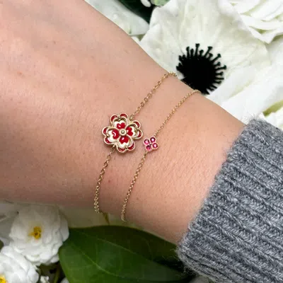 The Lovery Ruby Single Clover Bracelet In Pink