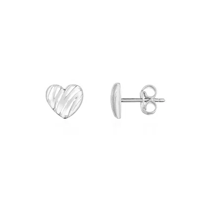 The Lovery Scribble Heart Stud Earrings In White