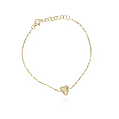 The Lovery Skinny Fluted Gold Diamond Heart Bracelet In Blue