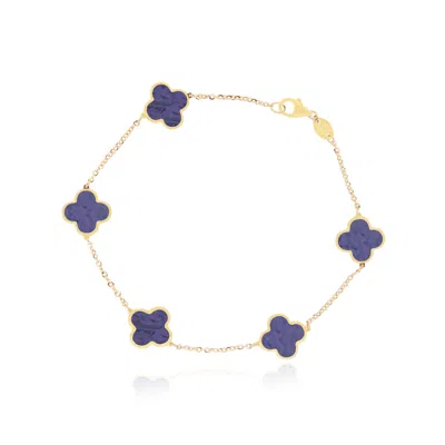 The Lovery Small Amethyst Clover Bracelet In Blue
