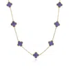 The Lovery Small Amethyst Clover Necklace In Blue