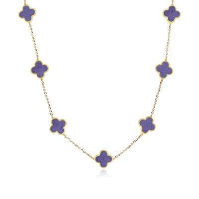 The Lovery Small Amethyst Clover Necklace In Blue