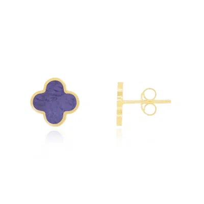 The Lovery Small Amethyst Clover Stud Earrings In Green