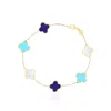 The Lovery Small Blue Mixed Clover Bracelet In Multi