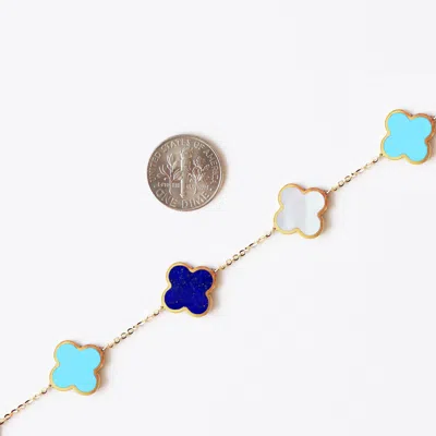 The Lovery Small Blue Mixed Clover Bracelet In Multi
