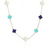 The Lovery Small Blue Mixed Clover Necklace In Multi